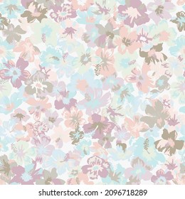 Seamless elegant pattern in tropical cute flowers. Mallow hibiscus blossom. Floral background for swimsuit, textile, wallpaper, pattern fills, covers, surface, print, gift wrap. Shabby chic.