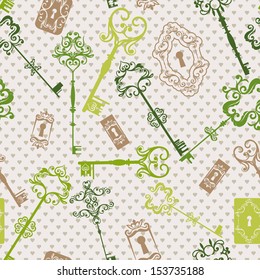 Seamless elegant pattern with vintage keys 