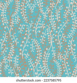 Patrón floral de procedencia elegante e impecable. Silhouettes de plantas de prados. Sencillo fondo botánico. Motivo natural de verano. Textura de líneas punteadas. Ornamento de moda para textiles, tela, papel pintado.