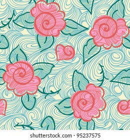 Seamless elegant rose pattern-model for design of gift packs, patterns fabric, wallpaper, web sites, etc.