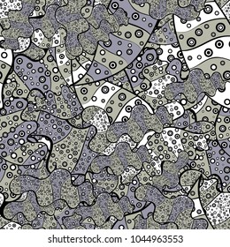 Seamless Elegant vector texture with floral elements. Doodles gray, black and neutral on colors.