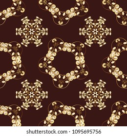 Seamless Elegant vector texture with floral elements. Doodles purple, black and brown on colors.
