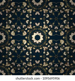 Seamless Elegant vector texture with floral elements. Doodles black, yellow, beige, white and gray on colors.