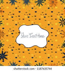 Seamless Elegant vector texture with floral elements. Doodles yellow, white and orange on colors.