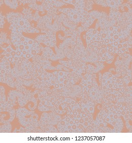 Seamless Elegant vector texture with floral elements. Doodles beige, neutral and gray on colors.
