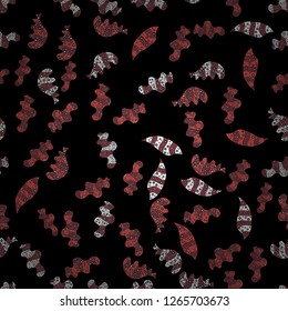 Seamless Elegant vector texture with floral elements. Doodles pink, red and black on colors.