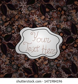 Seamless Elegant vector texture with floral elements. Doodles black, white and brown on colors.