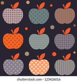 Seamless element. Cute bright colorful apple pattern in vector./ Cotton apples