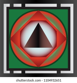 Seamless element  with simple geometrical form and optical illusion effect. Inspired by chinese motives and op art style. Vector illusive background with futuristic vibrant design.