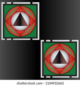 Seamless element with simple geometrical formes in chess order and optical illusion effect. Inspired by chinese motives and op art style.