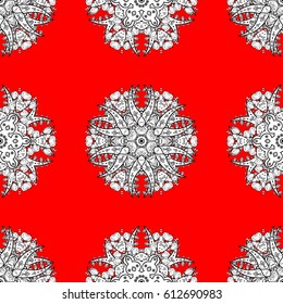 Seamless element woodcarving. Furniture in classic style. Red backdrop with white trim. Patina. Carving. Small depth of field. Luxury furniture. Pattern on red background with white elements.