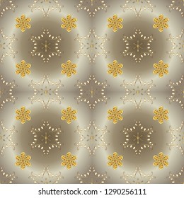 Seamless element woodcarving. Pattern on beige and neutral colors with golden elements. Furniture in classic style. Carving. Patina. Beige and neutral backdrop with gold trim. Small depth of field.