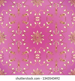 Seamless element woodcarving. Pink and brown backdrop with gold trim. Pattern on pink and brown colors. Furniture in classic style. Small depth of field. Carving. Patina. Luxury furniture.