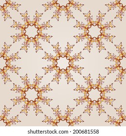 Seamless elements of brown henna on beige background