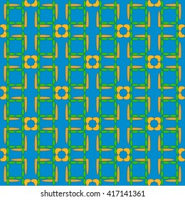 Seamless of the elements green and orange color on blue sky color background. Vector illustration. For wallpaper, presentation, design, textiles