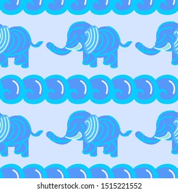 Seamless Elephant Animal Pattern Ethnic Style. Vector Illustration EPS 10.