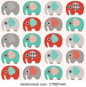 seamless elephant cartoon pattern