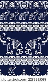 Seamless elephant. Ethnic tribal pattern. White Department .Cloth, paper, wrapping, carpet