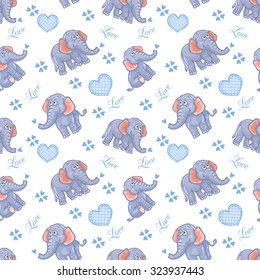 Seamless elephant kids pattern