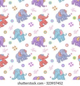 Seamless elephant kids pattern
