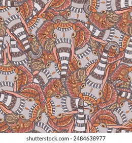 seamless elephant pattern on background