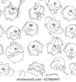 Seamless elephant pattern on a white background
