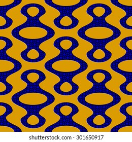 Seamless Ellipse Pattern. Vector Background in blue and yellow tones