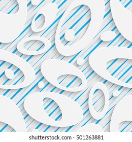 Seamless Ellipse Pattern. White and Blue Minimalistic Ornament. Geometric Decorative Wallpaper. Abstract Fashion Background. Print Graphic Design.