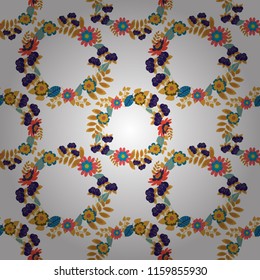 Seamless embroidered floral pattern. Vector luxurious flowers, vintage gray, brown and blue colors.