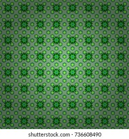 Seamless embroidered floral pattern. Vector luxurious flowers, vintage black and green colors.