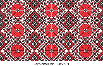 seamless embroidered good like handmade cross-stitch ethnic Ukraine pattern