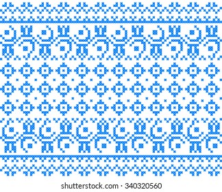 seamless embroidered good like handmade cross-stitch Ukraine pattern. winter colors