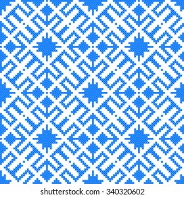 seamless embroidered good like handmade cross-stitch Ukraine pattern. winter colors