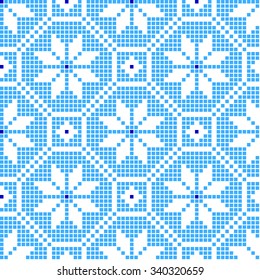 seamless embroidered good like handmade cross-stitch Ukraine pattern. winter colors
