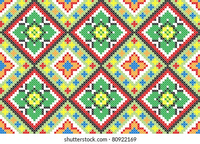 seamless embroidered good like handmade cross-stitch Ukraine pattern
