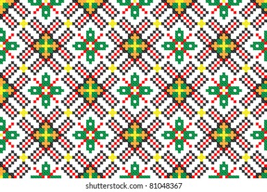 seamless embroidered good like handmade cross-stitch ethnic Ukraine pattern