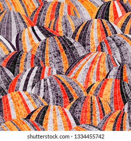 Seamless embroidered pattern. Wavy bohemian print. Patchwork ornament. Vector illustration.