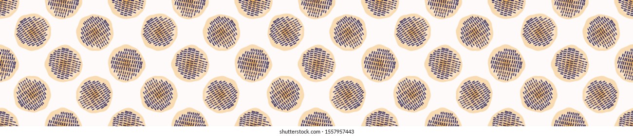  Seamless Embroidery Dot Vector Border Pattern. Modern Geometric Hand Drawn Stitch Circle. Watercolor and Organic Hand Stitched Spotty Banner Edge. Organic Polka Dot Shape. Minimalist Washi Tape EPS 1