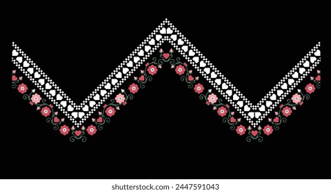 Seamless embroidery lace border design for digital textile print on fabric