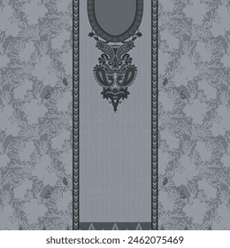 Seamless embroidery neckline floral design with lace borders patterns for shirts.