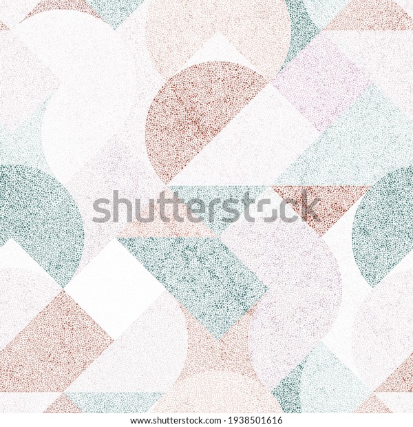 Seamless embroidery pattern\
in polka dot style. Grunge texture. Abstract geometric ornament.\
Punch needle embroidery, handmade, carpet print. Vector\
illustration.