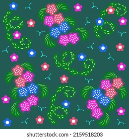 A seamless emerald floral pattern.