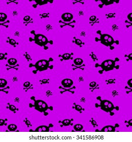 Seamless emo goth purple skull pattern