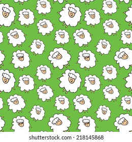 Seamless emotions faces sheeps pattern