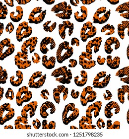 Seamless Endless Abstract Hand Drawn Leopard and Snake Skin Vector Pattern Isolated Background