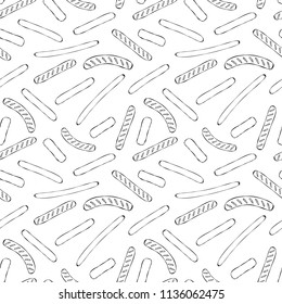 Seamless Endless Background Pattern of Different Sausages. Food Collection. Realistic Hand Drawn High Quality Vector Illustration. Doodle Style.