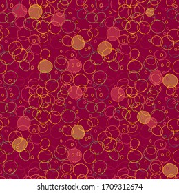 Seamless Endless Background Pattern of Funny Cute Circle Colorful Bubbles. Ink illustration. Geometric Pattern for Gift Wrapping Paper or Invitation Template. Hand Drawn Doodle Style Craft Backdrop.