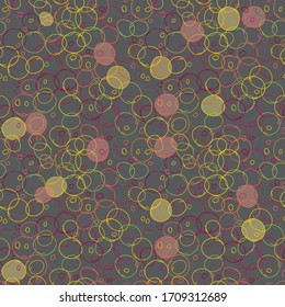 Seamless Endless Background Pattern of Funny Cute Circle Colorful Bubbles. Ink illustration. Geometric Pattern for Gift Wrapping Paper or Invitation Template. Hand Drawn Doodle Style Craft Backdrop.