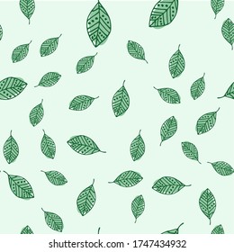 Seamless endless botanical texture pattern leaves for fabric textile or wallpaper