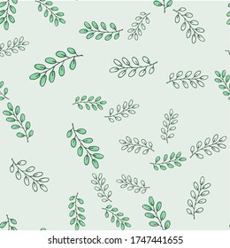 Seamless endless botanical texture pattern leaves for fabric textile or wallpaper